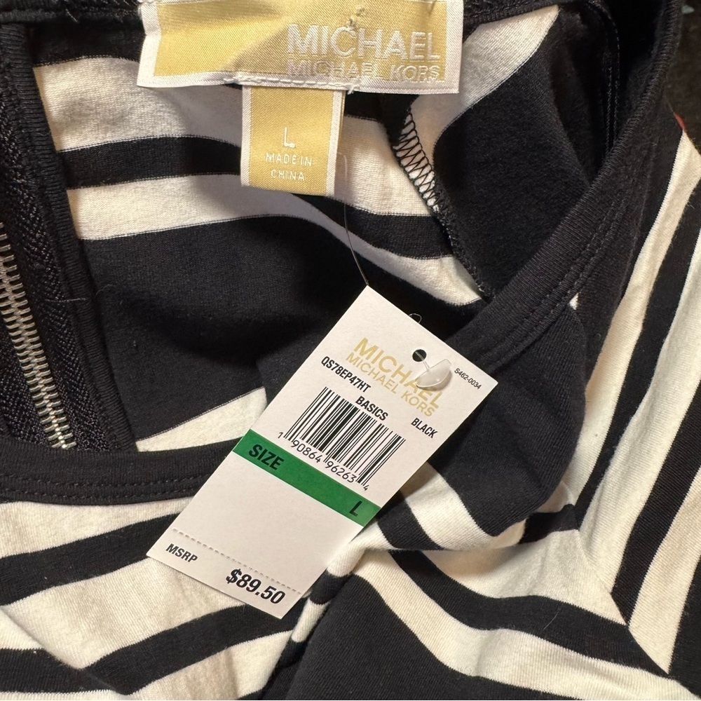 NWT Michael Kors Black and White Striped T-shirt Dress - Picture 4 of 6